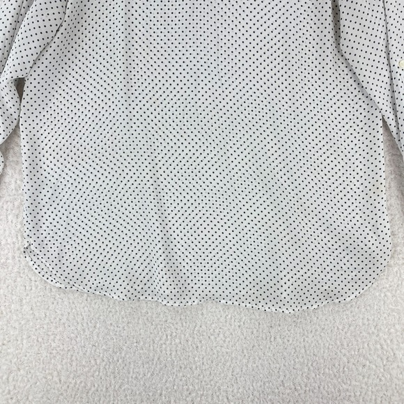 LOFT Outlet White Black Polka‎ Dot Print Shirt Womens V-Neck Long Sleeve Size L - Picture 9 of 16